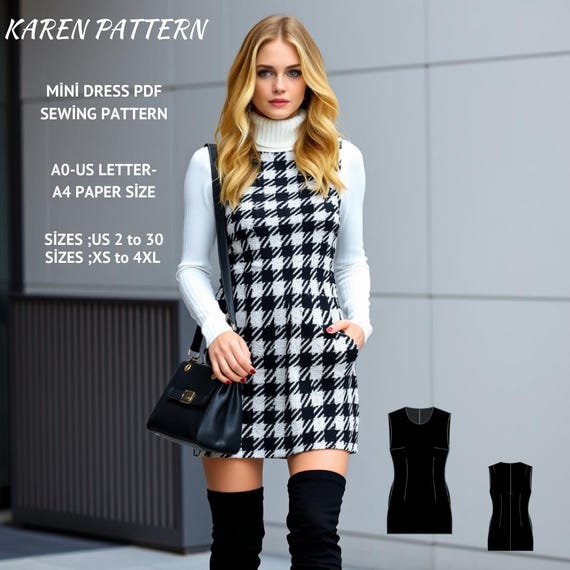 ワンピース Karen check mini dress Ssize Mini Sleeveless Dress Sewing Pattern,winter Dress,sleeveless