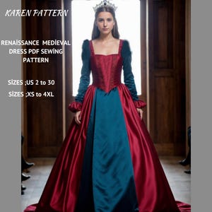 Victorian Renaissance Medieval Cosplay Dress Fairy,Regency,Elvish dress,Maxi Dress,Halloween costume , A0 A4 US Letter-US 2 to 30