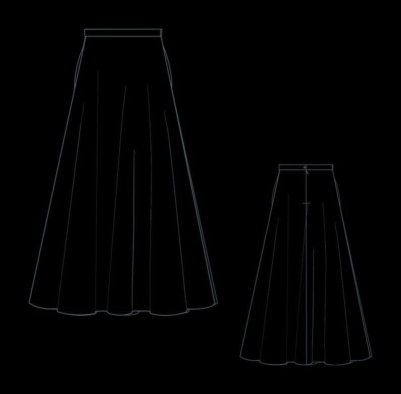 Boat Neck Blouse & Maxi Skirt Sewing Pattern Set(PDF Download XS-4XL) image 4