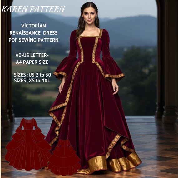renaissance dress patterns Italian dress, XV century Misses Adult Renaissance Costume Sewing Pattern Simplicity 9531 This pattern is uncut factory folded with instructions Regency and Renaissance costume patterns: