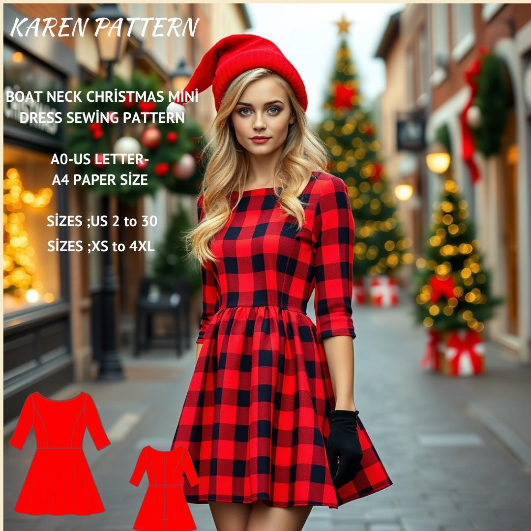white christmas dresses Green 1950s Christmas Plaid Patchwork Dress main image 1