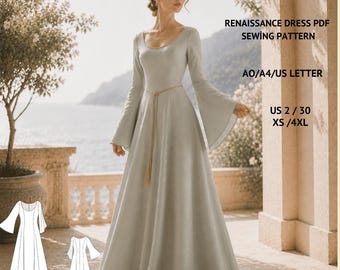 Patron de couture pour robe Renaissance : Cosplay médiéval, robe elfique (patron PDF)