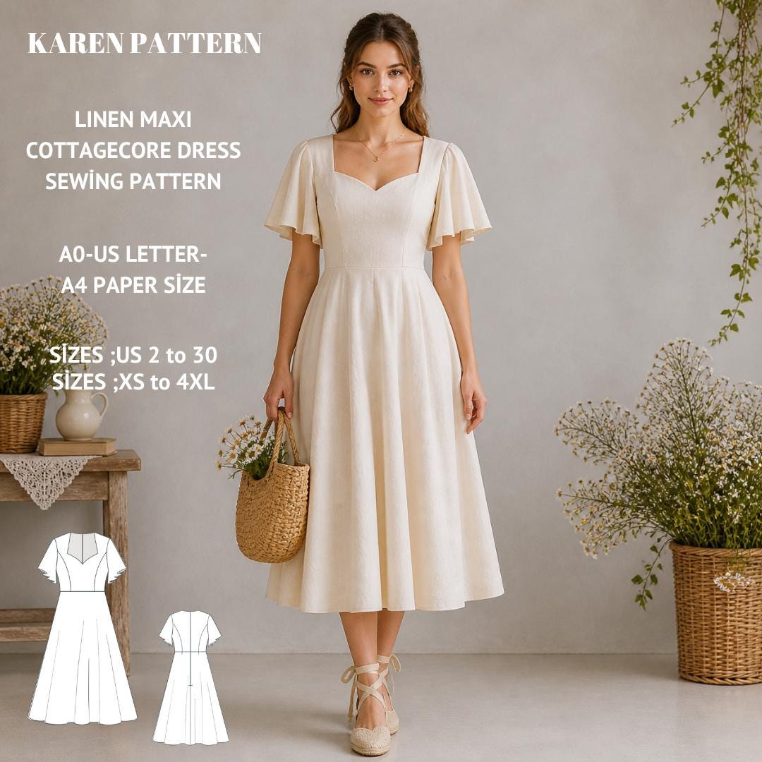 cottagecore dress sewing pattern Cottagecore Bedsheet Protea Dress