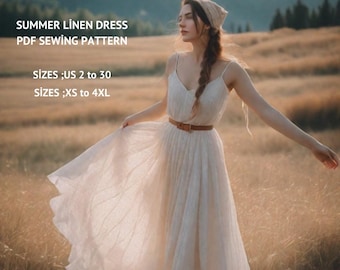 Sommer Cottagecore Leinen Kleid Schnittmuster (PDF)