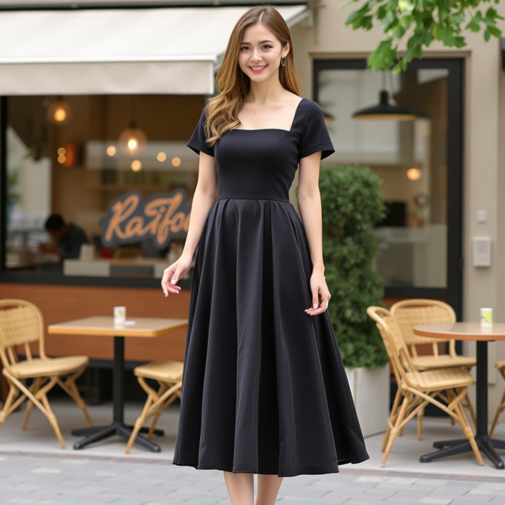 knee length dresses for ladies Polka Dot Sleeveless Square Neck Midi Dress – Freckled Poppy main image 1