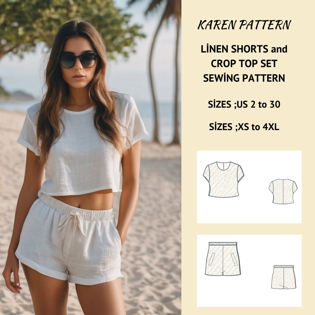 Shorts and Crop Top Pajama Set Etsy Canada