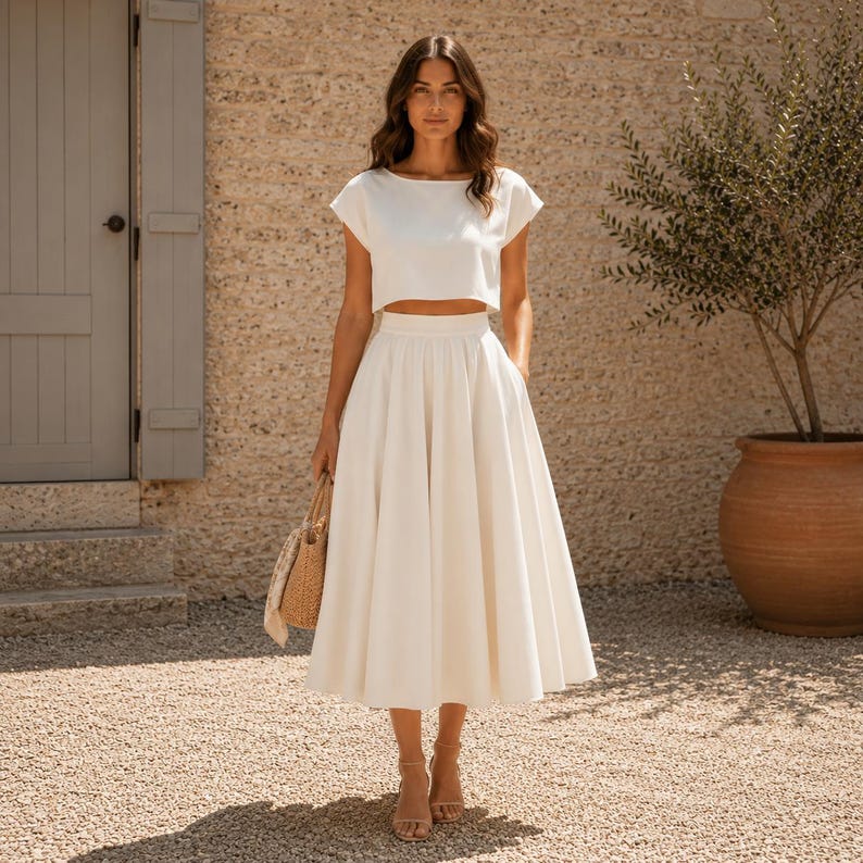 Mönster för linne-crop top och cirkelkjol | Sommaroutfit PDF (digital nedladdning) bild 2