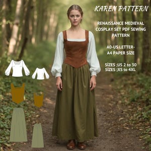 Renaissance Medieval Cosplay Set,Skirt and Corset Set,Regency,Historical Cottagecore Outfit,Rustic Renaissance Dress,Maxi Skirt,XS/4XL