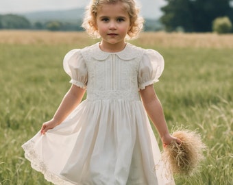 Patrón de costura para vestido circular con mangas abullonadas para niñas de 2 a 16 años (A4, A0, EE. UU.) (Patrón PDF)