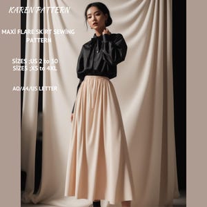 Maxi Flare Skirt Sewing Pattern: US Size 2-30 (Digital Download)