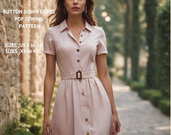 Cottagecore Button Down Dress Sewing Pattern(XS-4XL) (PDF Pattern)