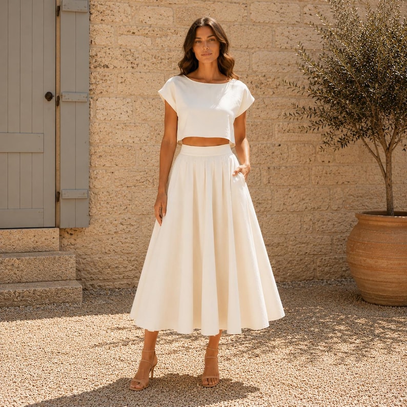 Mönster för linne-crop top och cirkelkjol | Sommaroutfit PDF (digital nedladdning) bild 4