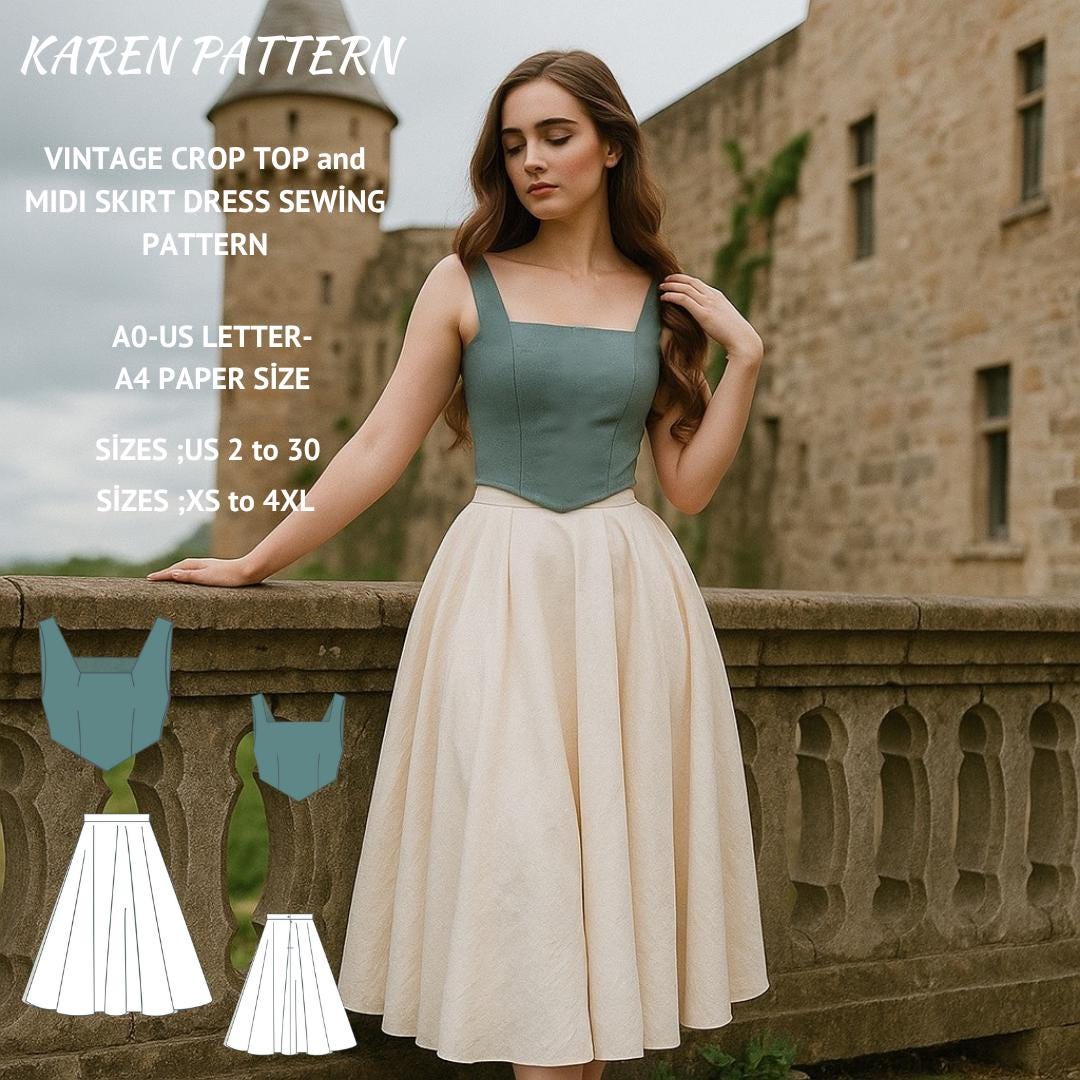 Midi Skirt Crop Top And Long Skirt Quilt Piece Skirt Set: Knitted