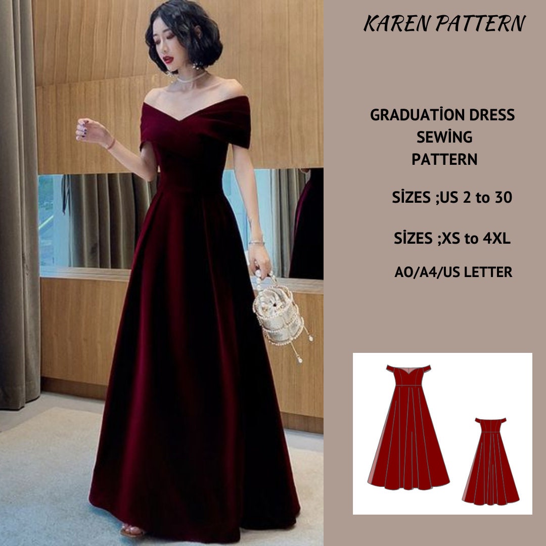 Graduation Maxi Dress Sewing Pattern Prom Maxi Dress Sewing Pattern US 2 30 and XS 4XL Size Options Range Suitable A0 A4 US Letter Etsy