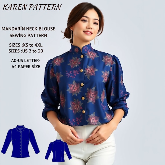 最新 Pattern,china Blouse Neck Mandarin Cheongsam Sewing Blouse トップス