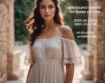 Patrón de costura para camisola renacentista: Vestido de hada estilo cottagecore (patrón en PDF)