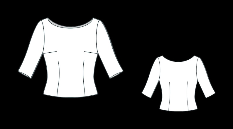 Boat Neck Blouse & Maxi Skirt Sewing Pattern Set(PDF Download XS-4XL) image 3