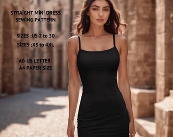 Strap Mini Dress Sewing Pattern:Babydoll Sundress (Digital Download)