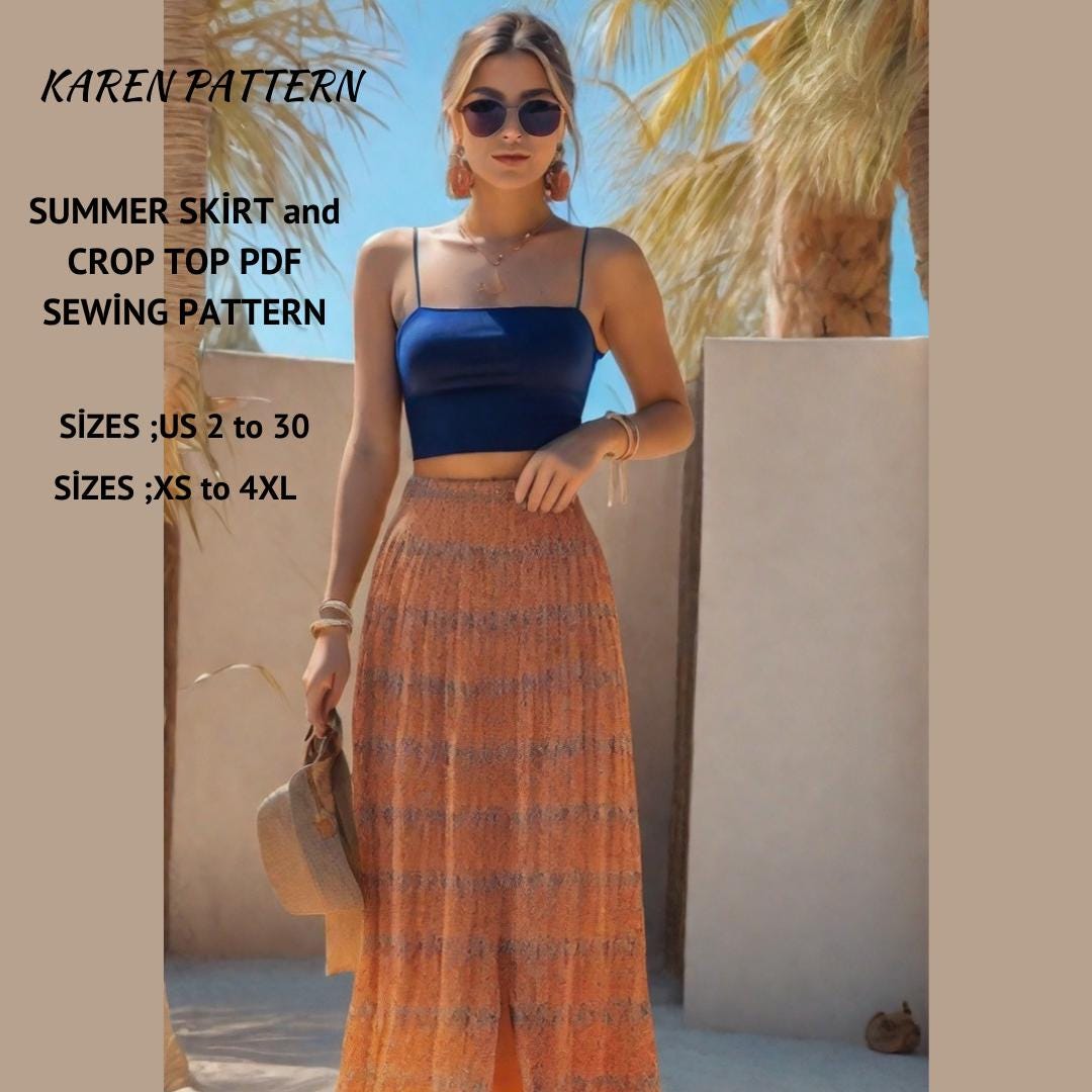 Summer Crop Top and Skirt Sewing Pattern:xs-4xl (PDF Pattern)