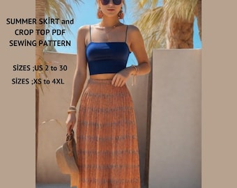 Patrón de costura para top y falda de verano: XS-4XL (patrón PDF)