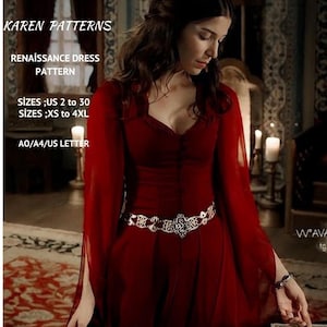Renaissance Medieval Cosplay Dress Fairy,Regency,Elvish dress,Maxi Dress,Halloween costume , A0 A4 US Letter-US 2 to 30