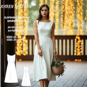 Elopement Midi Dress Sewing Pattern: A-Line Wedding Dress (Digital Download)