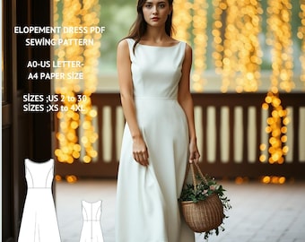 Elopement Midi Dress Sewing Pattern: A-Line Wedding Dress (Digital Download)