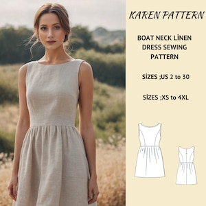Patroon linnen jurk new arrivals