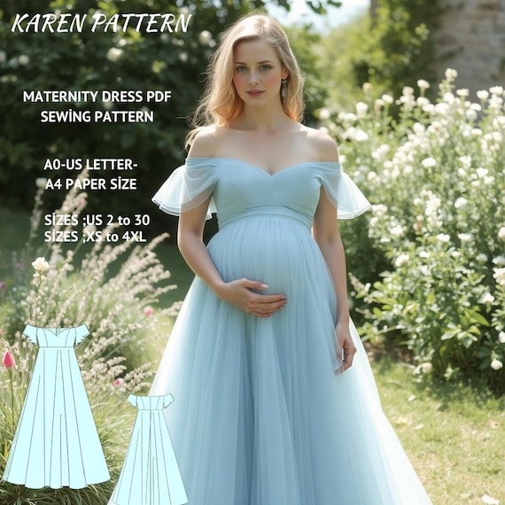 Maternity Evening Dress Sewing Pattern:us 2-30, XS-4XL (PDF) - Etsy Israel