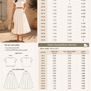 Mönster för linne-crop top och cirkelkjol | Sommaroutfit PDF (digital nedladdning) bild 13