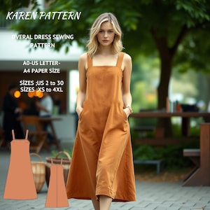 Pinafore Dress Sewing Pattern: Cottagecore Apron,Milkmaid Style (PDF Pattern, XS-4XL Sizes)