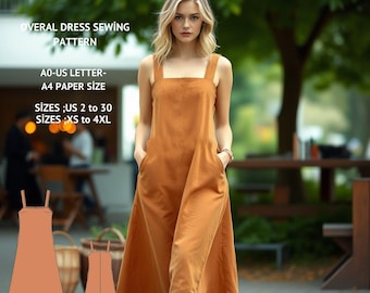 Pinafore Dress Sewing Pattern: Cottagecore Apron,Milkmaid Style (PDF Pattern, XS-4XL Sizes)