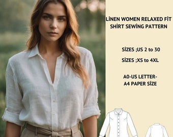 Patrón de costura para camisa de lino estilo bohemio: corte holgado para mujer (XS-4XL) (descarga digital)