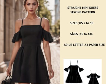 Circle Mini Dress Sewing Pattern:Sleeveless Off Shoulder Design (Digital Download)