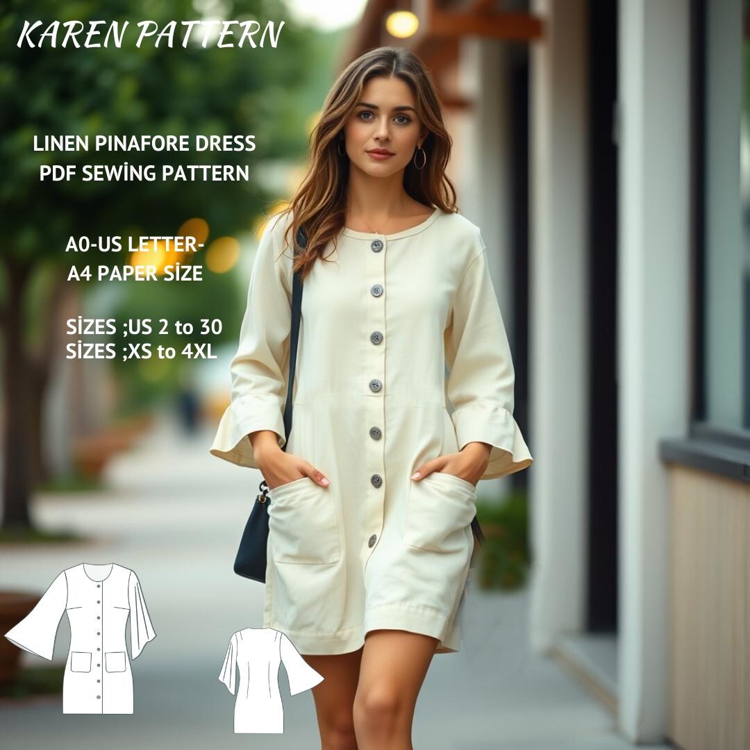 knee length dresses for ladies Ginkgo Pinafore Sewing Pattern Digital File Download