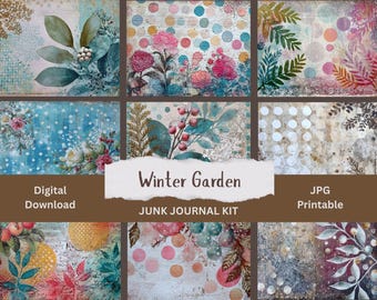 Winter Gardens Junk Journal Kit: Printable Botanical Ephemera (Digital Download)