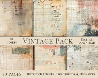 Kit de journal indésirable papier décoratif imprimable éphémère vintage papier grunge en détresse téléchargement numérique papier collage coupes difficiles papier pour grand livre