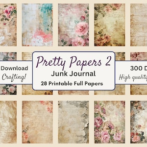 Journal indésirable Pretty Papers, papier décoratif, papier numérique, 8,5 x 11 po. Kit journal indésirable, papier journal imprimable, papier vintage, éphémères
