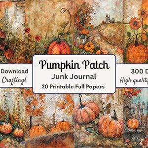 Kürbis Junk Journal, Dekorpapier, Digitales Papier, Halloween, Junk Journal Kit, Printable Journal Papier, Vintage Papier, Herbst Ephemera
