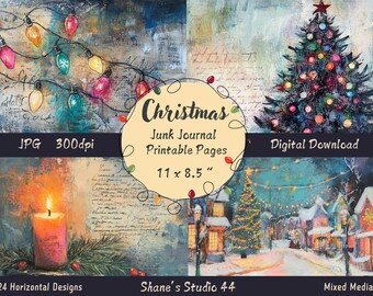 Christmas Junk Journal Pages: Vintage Printable Paper (Digital Download)