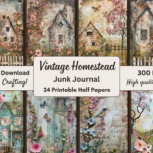 Junk Journal Kit | Vintage Gehöft | Vintage Papier | Dekorpapier | Druckbare Ephemera | Frühling Gehöft | Rustikal | Digitaler Download