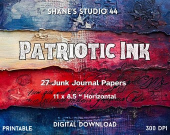 Patriotic Junk Journal Kit: Rot Weiß Blau Ephemera (Digitaler Download)