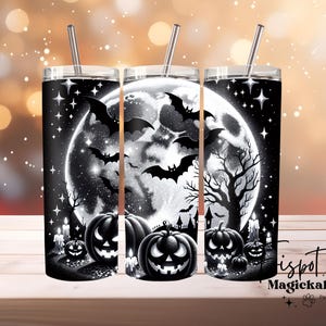 Large Moon with Bats - Halloween Tumbler - 20 oz Tumbler