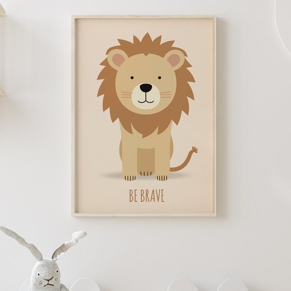 Scandi Lion Nursery Wall Art Safari Prints, Animal Print, Nursery Print, Kids Bedroom, Safari Jungle Style, Safari Bedroom Prints Nordic