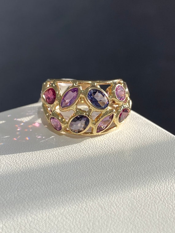 14k Yellow Gold Amethyst Lattice Ring - image 1