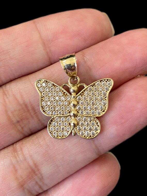 10k Yellow Gold Butterfly Pave Pendant