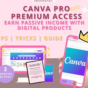 CANVA PRO Edu Premium 2024 Accès à vie 24h/24 et 7j/7 Facile d'accès ! avec guide et astuces pour débutants | Accès Premium Pro Edu - 3 mois SEULEMENT