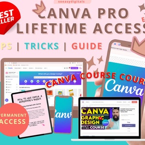 2024 CANVA PRO Edu Premium Lifetime Access 24/7 Easy To Access! with Course  and Guide and Tips for Beginners | Permanent One Time Payment