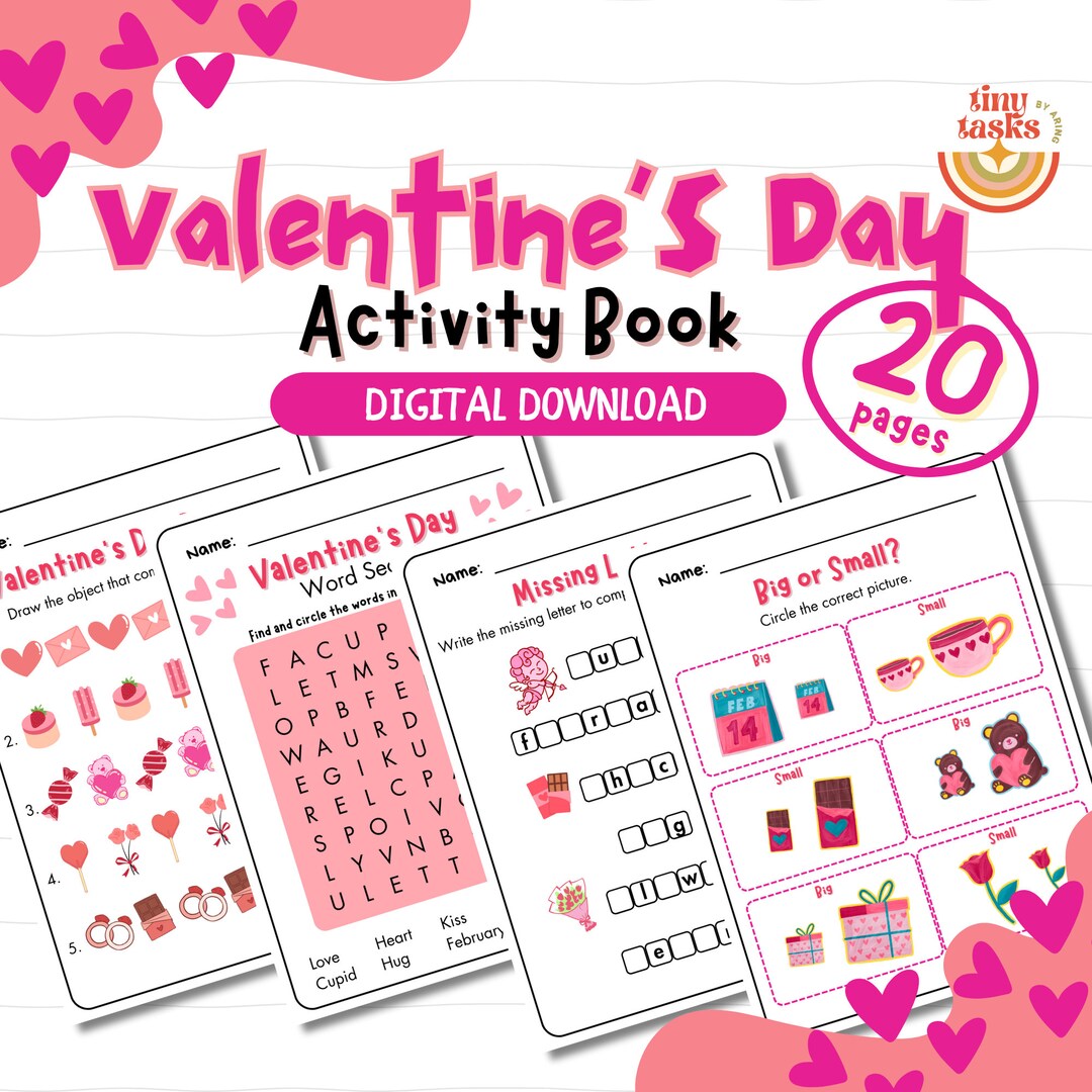 Valentine's Day Activity Book for Kids, Valentine's Day Fun, Crafts for ...