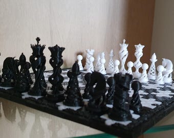 Zestaw szachowy - plansza i figury (pliki STL)